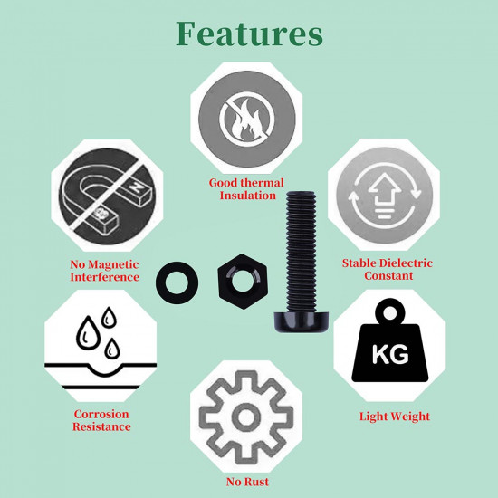 M8 * 30 mm Black Nylon Screws and Nuts Kit with Washers M8 * 30 mm Black Nylon Screws and Nuts Kit with Washers