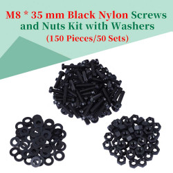 M8 * 35 mm Black Nylon Screws and Nuts Kit with Washers