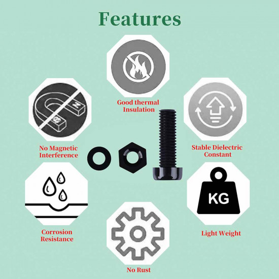 M8 * 35 mm Black Nylon Screws and Nuts Kit with Washers M8 * 35 mm Black Nylon Screws and Nuts Kit with Washers