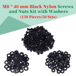 M8 * 40 mm Black Nylon Screws and Nuts Kit with Washers