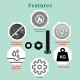 M8 * 50 mm Black Nylon Screws and Nuts Kit with Washers M8 * 50 mm Black Nylon Screws and Nuts Kit with Washers