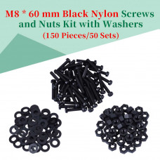 M8 * 60 mm Black Nylon Screws and Nuts Kit with Washers M8 * 60 mm Black Nylon Screws and Nuts Kit with Washers