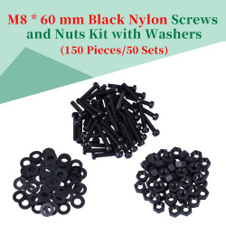 M8 * 60 mm Black Nylon Screws and Nuts Kit with Washers