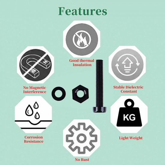 M8 * 60 mm Black Nylon Screws and Nuts Kit with Washers M8 * 60 mm Black Nylon Screws and Nuts Kit with Washers