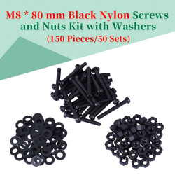 M8 * 80 mm Black Nylon Screws and Nuts Kit with Washers