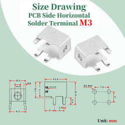PCB Side Horizontal Type Soldering Terminals and M3 * 6 Phillips Screw with Square Spacer Kit