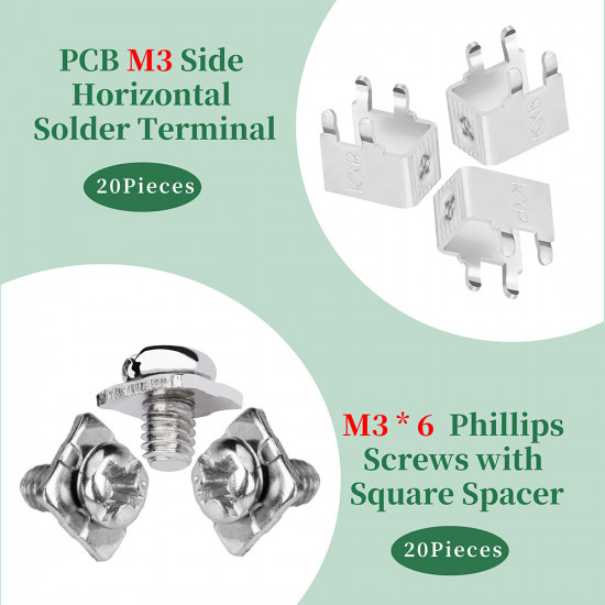 PCB Side Horizontal Type Soldering Terminals and M3 * 6 Phillips Screw with Square Spacer Kit PCB Side Horizontal Type Soldering Terminals and M3 * 6 Phillips Screw with Square Spacer Kit