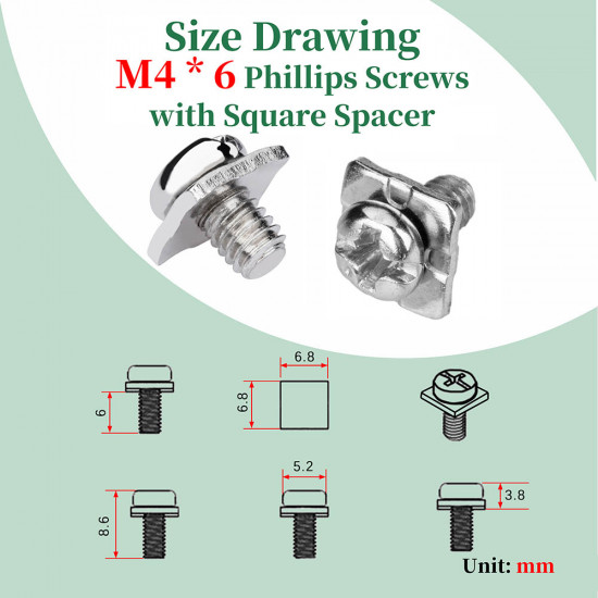 PCB Side Horizontal Type Soldering Terminals and M4 * 6 Phillips Screw with Square Spacer Kit