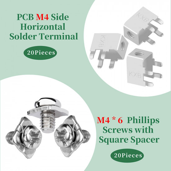 PCB Side Horizontal Type Soldering Terminals and M4 * 6 Phillips Screw with Square Spacer Kit PCB Side Horizontal Type Soldering Terminals and M4 * 6 Phillips Screw with Square Spacer Kit