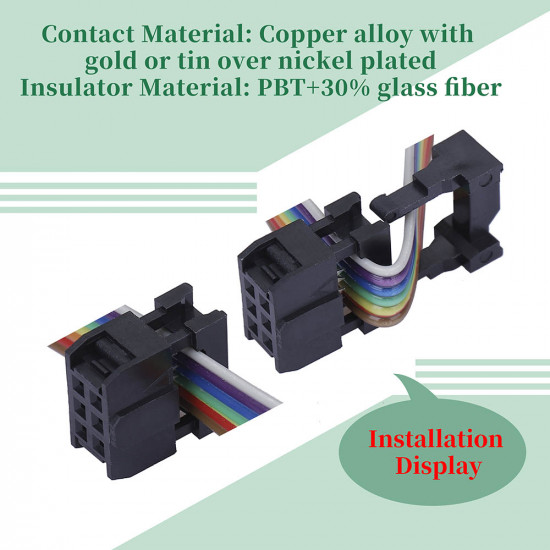 2.0 mm 2*3 Double Row 6 Pin IDC Rectangular Socket Connector FC Flat Female Terminal 3 Piece Set 2.0 mm 2*3 Double Row 6 Pin IDC Rectangular Socket Connector FC Flat Female Terminal 3 Piece Set