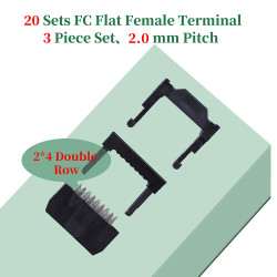 2.0 mm 2*4 Double Row 8 Pin IDC Rectangular Socket Connector FC Flat Female Terminal 3 Piece Set