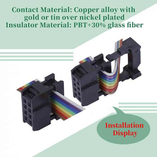 2.0 mm 2*4 Double Row 8 Pin IDC Rectangular Socket Connector FC Flat Female Terminal 3 Piece Set