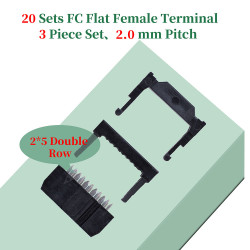 2.0 mm 2*5 Double Row 10 Pin IDC Rectangular Socket Connector FC Flat Female Terminal 3 Piece Set