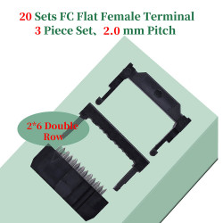 2.0 mm 2*6 Double Row 12 Pin IDC Rectangular Socket Connector FC Flat Female Terminal 3 Piece Set