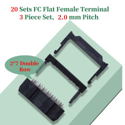 2.0 mm 2*7 Double Row 14 Pin IDC Rectangular Socket Connector FC Flat Female Terminal 3 Piece Set