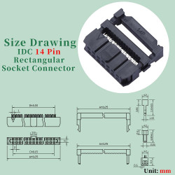 2.0 mm 2*7 Double Row 14 Pin IDC Rectangular Socket Connector FC Flat Female Terminal 3 Piece Set