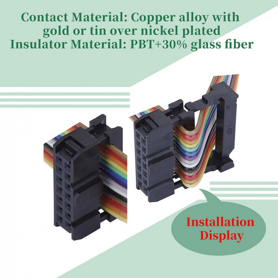 2.0 mm 2*7 Double Row 14 Pin IDC Rectangular Socket Connector FC Flat Female Terminal 3 Piece Set