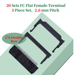 2.0 mm 2*8 Double Row 16 Pin IDC Rectangular Socket Connector FC Flat Female Terminal 3 Piece Set