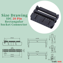 2.0 mm 2*10 Double Row 20 Pin IDC Rectangular Socket Connector FC Flat Female Terminal 3 Piece Set