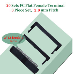 2.0 mm 2*12 Double Row 24 Pin IDC Rectangular Socket Connector FC Flat Female Terminal 3 Piece Set