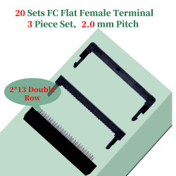 2.0 mm 2*13 Double Row 26 Pin IDC Rectangular Socket Connector FC Flat Female Terminal 3 Piece Set
