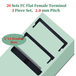 2.0 mm 2*15 Double Row 30 Pin IDC Rectangular Socket Connector FC Flat Female Terminal 3 Piece Set