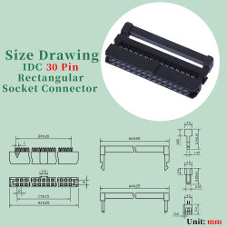 2.0 mm 2*15 Double Row 30 Pin IDC Rectangular Socket Connector FC Flat Female Terminal 3 Piece Set