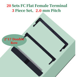 2.0 mm 2*17 Double Row 34 Pin IDC Rectangular Socket Connector FC Flat Female Terminal 3 Piece Set