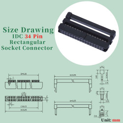 2.0 mm 2*17 Double Row 34 Pin IDC Rectangular Socket Connector FC Flat Female Terminal 3 Piece Set