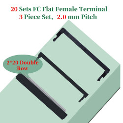 2.0 mm 2*20 Double Row 40 Pin IDC Rectangular Socket Connector FC Flat Female Terminal 3 Piece Set