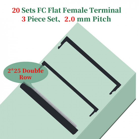 2.0 mm 2*25 Double Row 50 Pin IDC Rectangular Socket Connector FC Flat Female Terminal 3 Piece Set