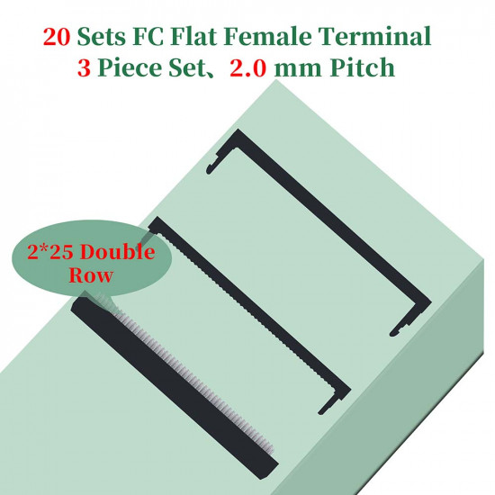 2.0 mm 2*25 Double Row 50 Pin IDC Rectangular Socket Connector FC Flat Female Terminal 3 Piece Set 2.0 mm 2*25 Double Row 50 Pin IDC Rectangular Socket Connector FC Flat Female Terminal 3 Piece Set
