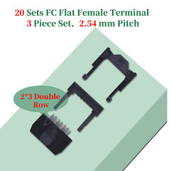 2.54 mm 2*3 Double Row 6 Pin IDC Rectangular Socket Connector FC Flat Female Terminal 3 Piece Set