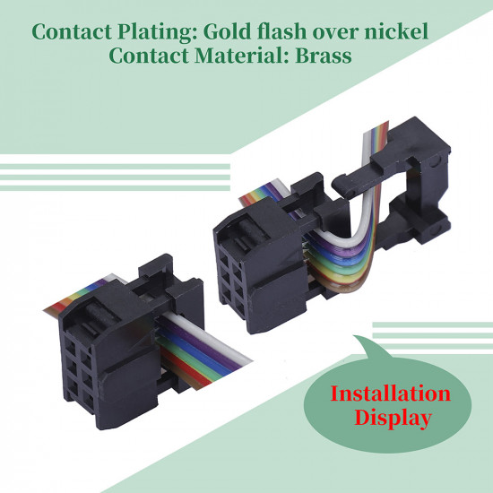 2.54 mm 2*3 Double Row 6 Pin IDC Rectangular Socket Connector FC Flat Female Terminal 3 Piece Set 2.54 mm 2*3 Double Row 6 Pin IDC Rectangular Socket Connector FC Flat Female Terminal 3 Piece Set