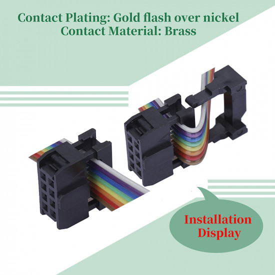 2.54 mm 2*4 Double Row 8 Pin IDC Rectangular Socket Connector FC Flat Female Terminal 3 Piece Set 2.54 mm 2*4 Double Row 8 Pin IDC Rectangular Socket Connector FC Flat Female Terminal 3 Piece Set