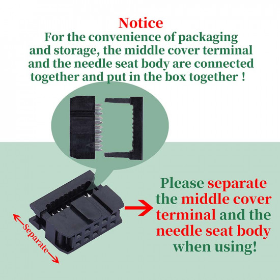 2.54 mm 2*5 Double Row 10 Pin IDC Rectangular Socket Connector FC Flat Female Terminal 3 Piece Set 2.54 mm 2*5 Double Row 10 Pin IDC Rectangular Socket Connector FC Flat Female Terminal 3 Piece Set