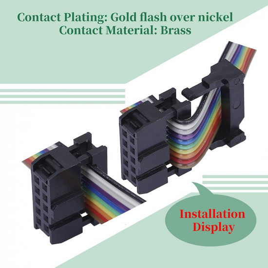 2.54 mm 2*5 Double Row 10 Pin IDC Rectangular Socket Connector FC Flat Female Terminal 3 Piece Set 2.54 mm 2*5 Double Row 10 Pin IDC Rectangular Socket Connector FC Flat Female Terminal 3 Piece Set