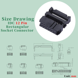 2.54 mm 2*6 Double Row 12 Pin IDC Rectangular Socket Connector FC Flat Female Terminal 3 Piece Set