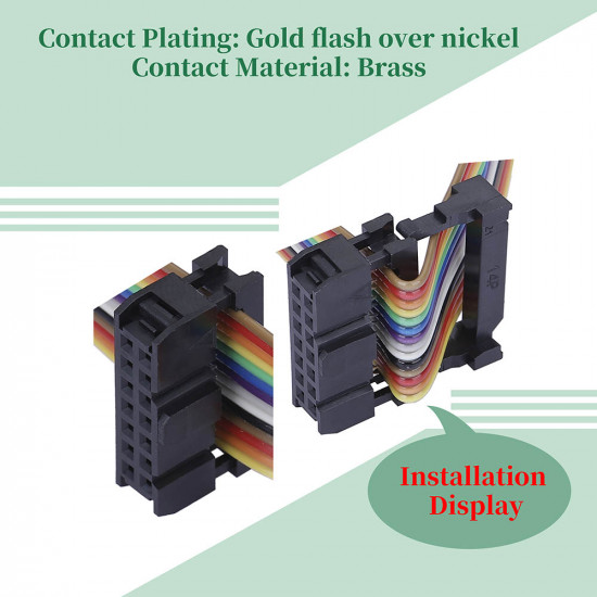 2.54 mm 2*7 Double Row 14 Pin IDC Rectangular Socket Connector FC Flat Female Terminal 3 Piece Set 2.54 mm 2*7 Double Row 14 Pin IDC Rectangular Socket Connector FC Flat Female Terminal 3 Piece Set