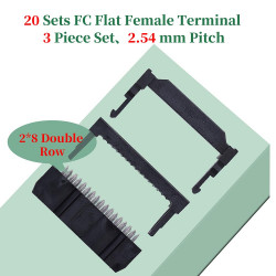 2.54 mm 2*8 Double Row 16 Pin IDC Rectangular Socket Connector FC Flat Female Terminal 3 Piece Set