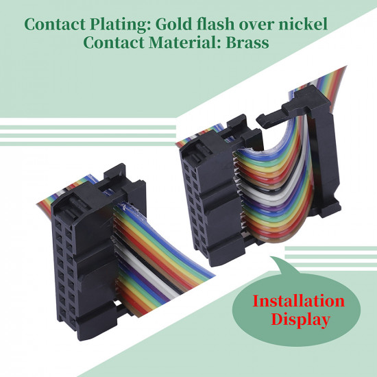 2.54 mm 2*8 Double Row 16 Pin IDC Rectangular Socket Connector FC Flat Female Terminal 3 Piece Set 2.54 mm 2*8 Double Row 16 Pin IDC Rectangular Socket Connector FC Flat Female Terminal 3 Piece Set