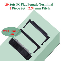 2.54 mm 2*10 Double Row 20 Pin IDC Rectangular Socket Connector FC Flat Female Terminal 3 Piece Set