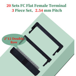 2.54 mm 2*12 Double Row 24 Pin IDC Rectangular Socket Connector FC Flat Female Terminal 3 Piece Set