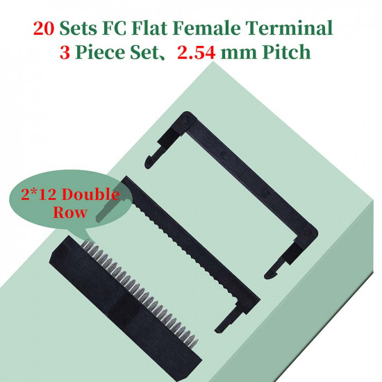 2.54 mm 2*12 Double Row 24 Pin IDC Rectangular Socket Connector FC Flat Female Terminal 3 Piece Set 2.54 mm 2*12 Double Row 24 Pin IDC Rectangular Socket Connector FC Flat Female Terminal 3 Piece Set