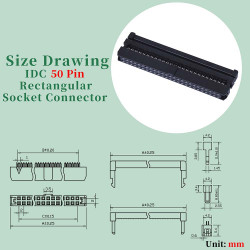 2.54 mm 2*25 Double Row 50 Pin IDC Rectangular Socket Connector FC Flat Female Terminal 3 Piece Set