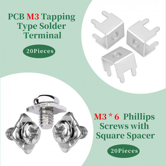 PCB Tapping Type Soldering Terminal and M3 * 6 Phillips Screw with Square Spacer Kit