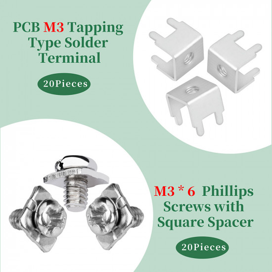 PCB Tapping Type Soldering Terminal and M3 * 6 Phillips Screw with Square Spacer Kit PCB Tapping Type Soldering Terminal and M3 * 6 Phillips Screw with Square Spacer Kit