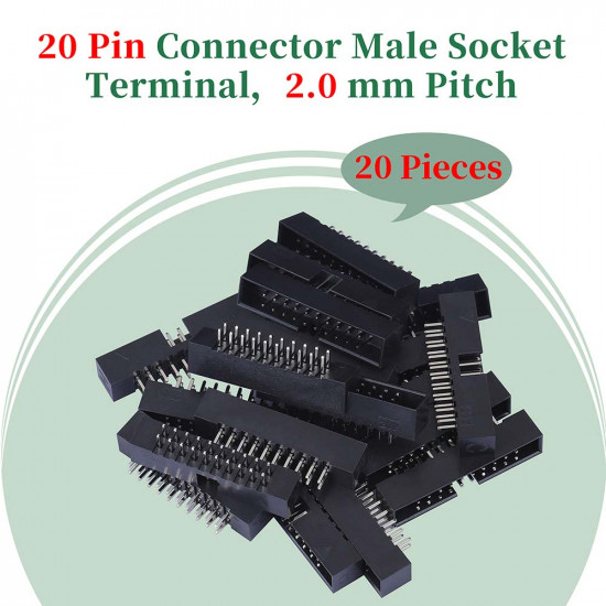 2.0 mm 2*10 Double Row 20 Pin IDC Box Header Connector Male Socket Terminal 2.0 mm 2*10 Double Row 20 Pin IDC Box Header Connector Male Socket Terminal