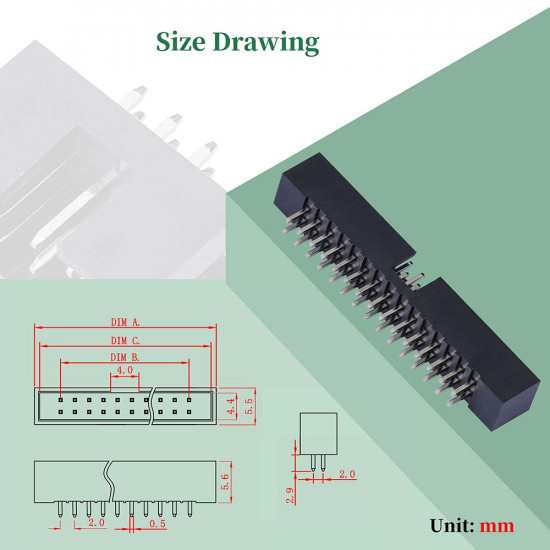 2.0 mm 2*15 Double Row 30 Pin IDC Box Header Connector Male Socket Terminal 2.0 mm 2*15 Double Row 30 Pin IDC Box Header Connector Male Socket Terminal