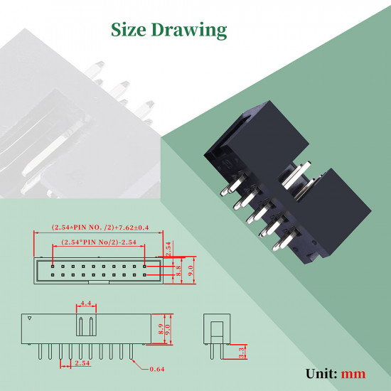 2.54 mm 2*5 Double Row 10 Pin IDC Box Header Connector Male Socket Terminal 2.54 mm 2*5 Double Row 10 Pin IDC Box Header Connector Male Socket Terminal
